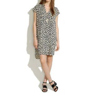 Madewell Cream and Black Leopard Print Midi Dress